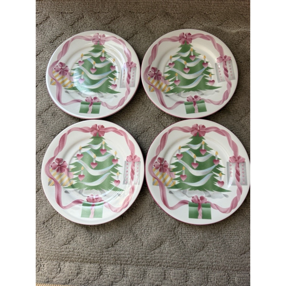 4 Sango Home For Christmas Saucers Can Be Used As Dessert Or Bread Butter Plates